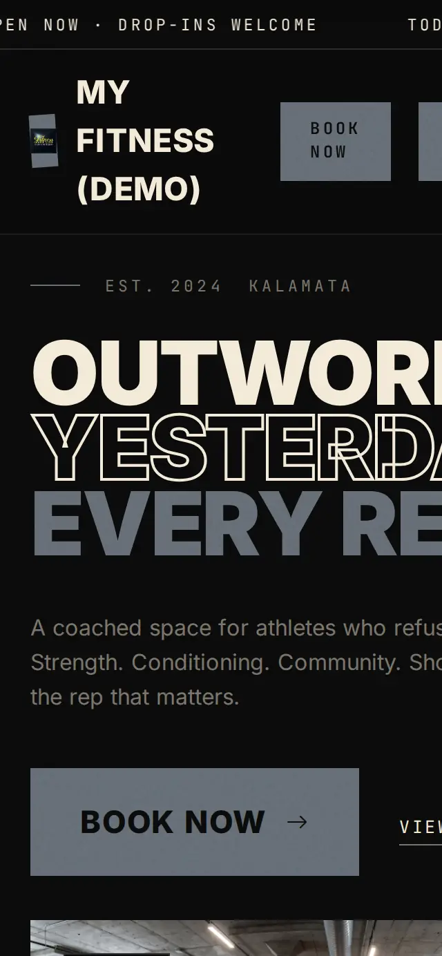 Gyms & sports: the website on a phone